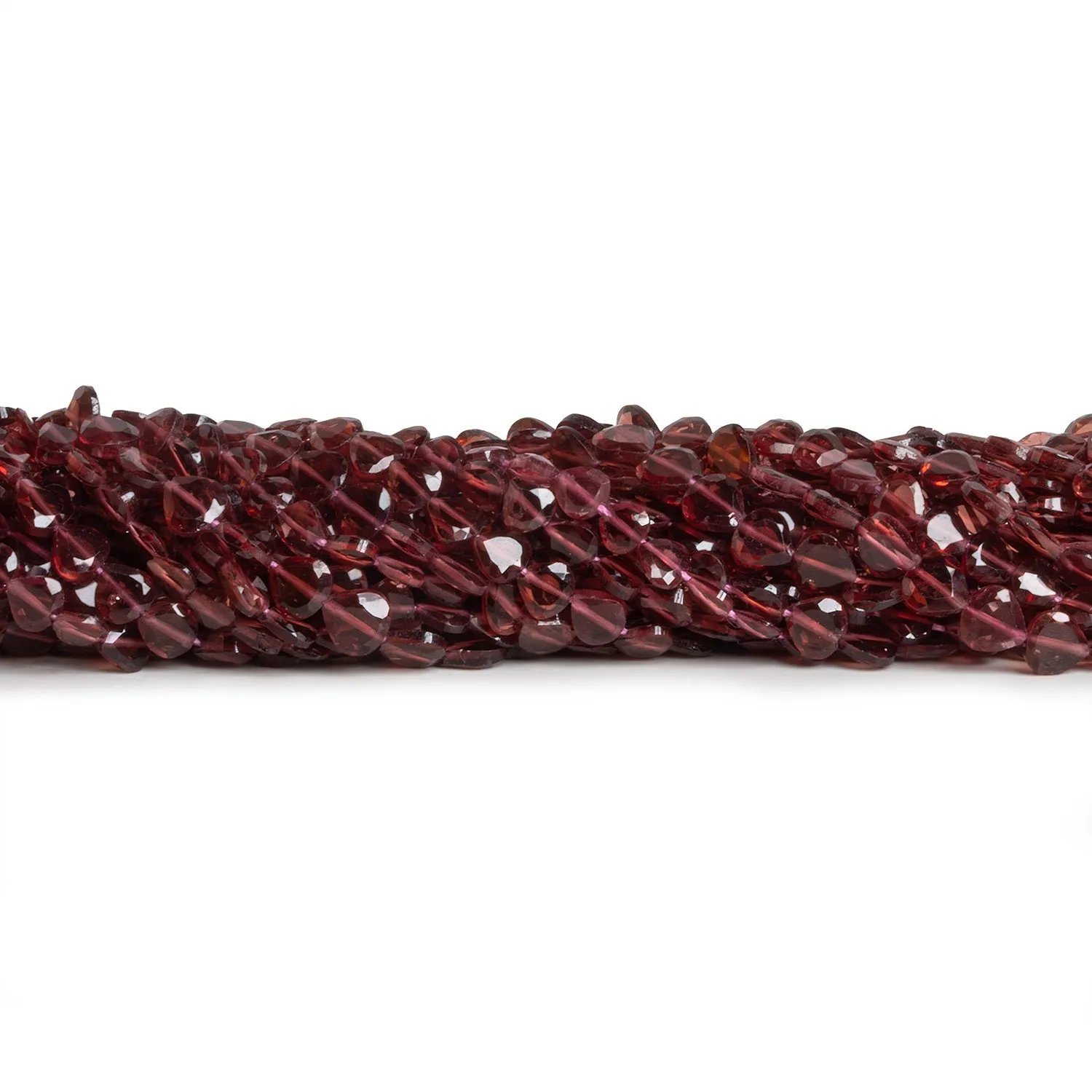 4-5mm Mozambique Garnet Faceted Hearts 12 inch 73 beads