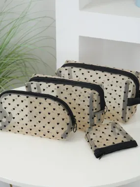 4-Piece Heart Polyester Storage Bag Set for Stylish Organization