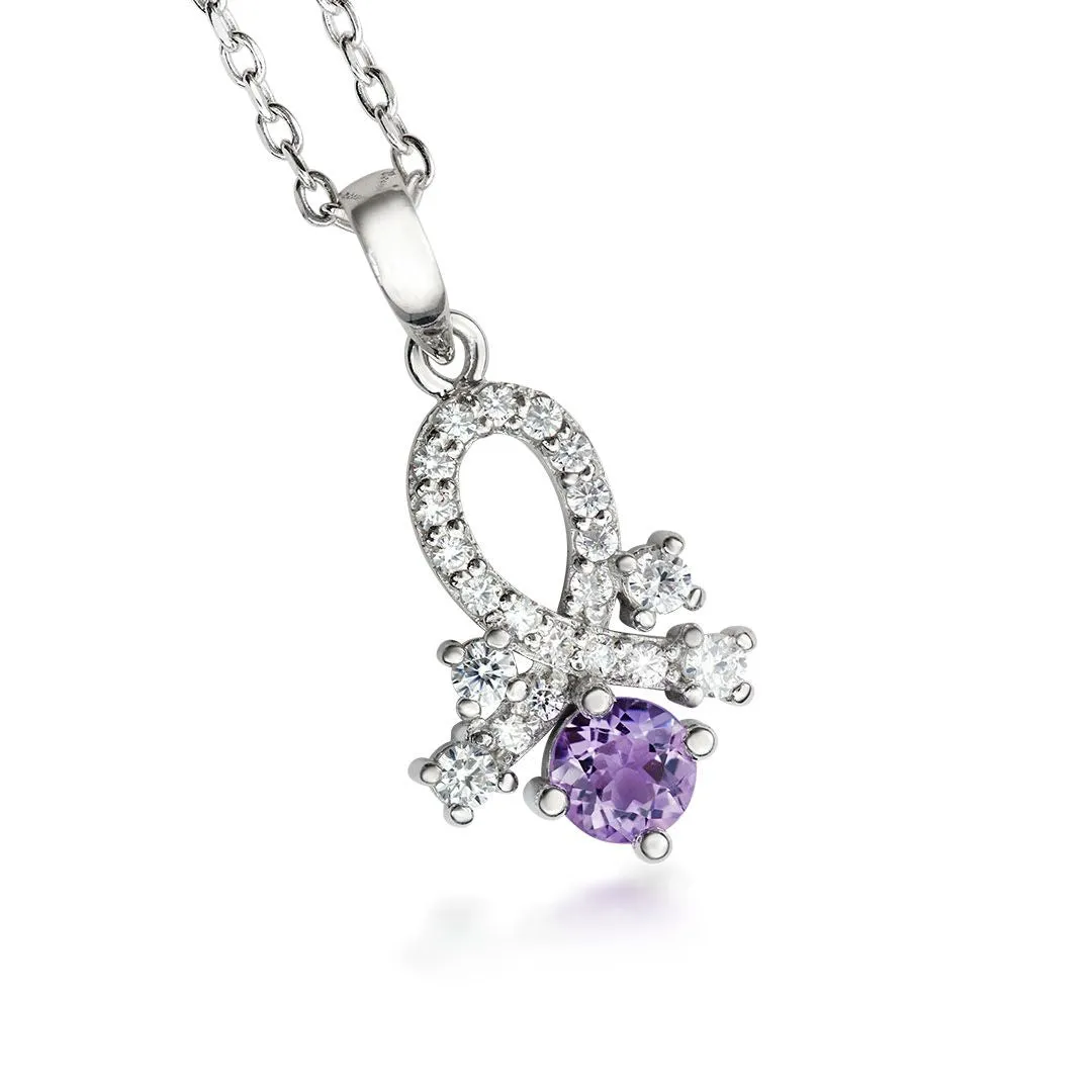 4.5mm Amethyst Pendant Necklace in Sterling Silver