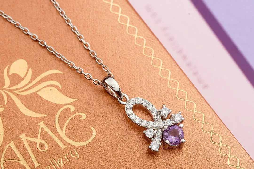 4.5mm Amethyst Pendant Necklace in Sterling Silver