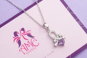 4.5mm Amethyst Pendant Necklace in Sterling Silver