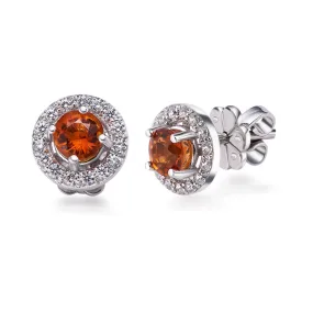 5mm Citrine Halo Earrings in Sterling Silver