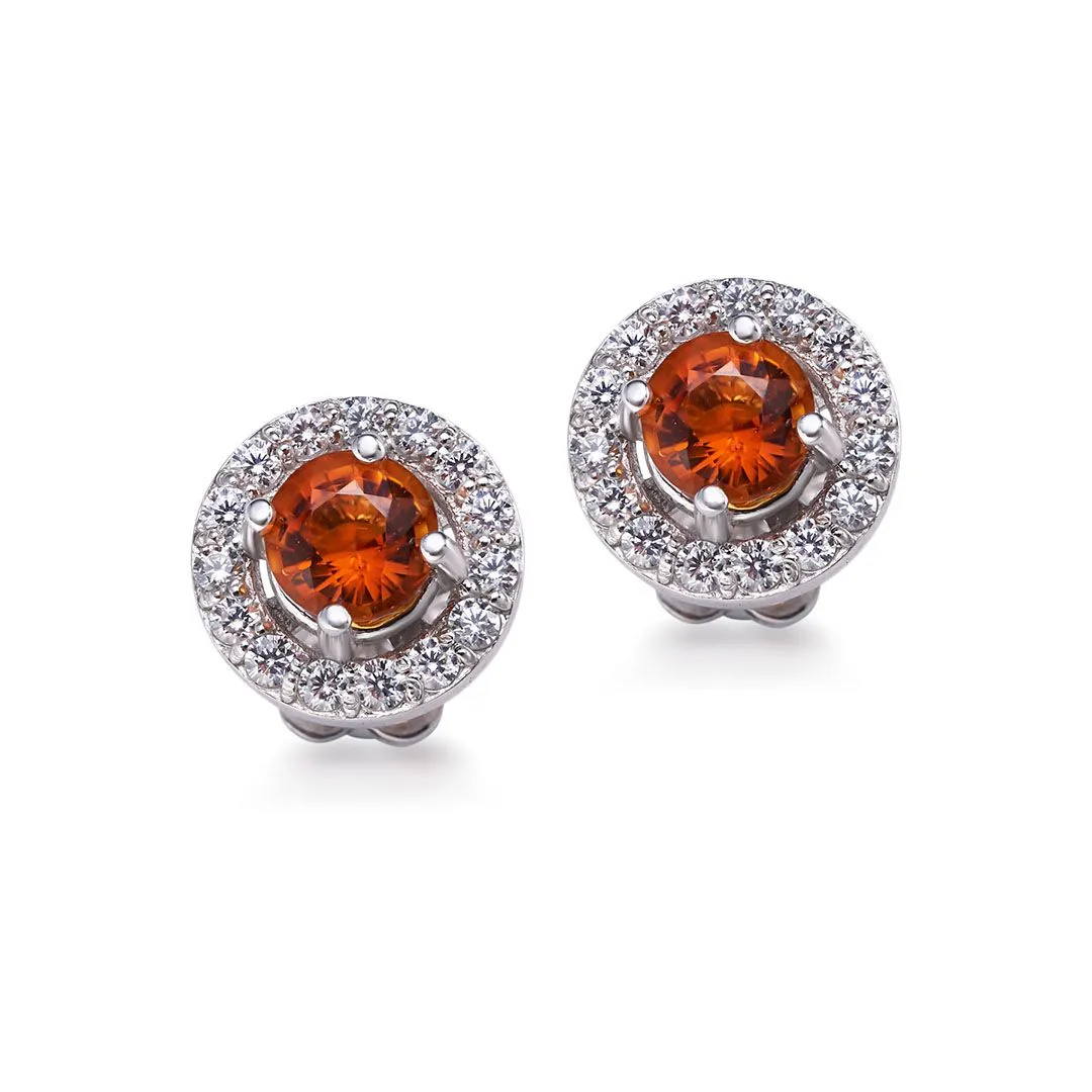 5mm Citrine Halo Earrings in Sterling Silver