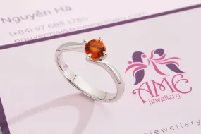 5mm Citrine Solitaire Twist Ring in Sterling Silver