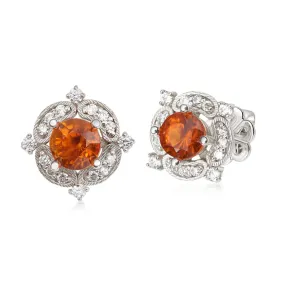 5mm Citrine Vintage Earrings in Sterling Silver