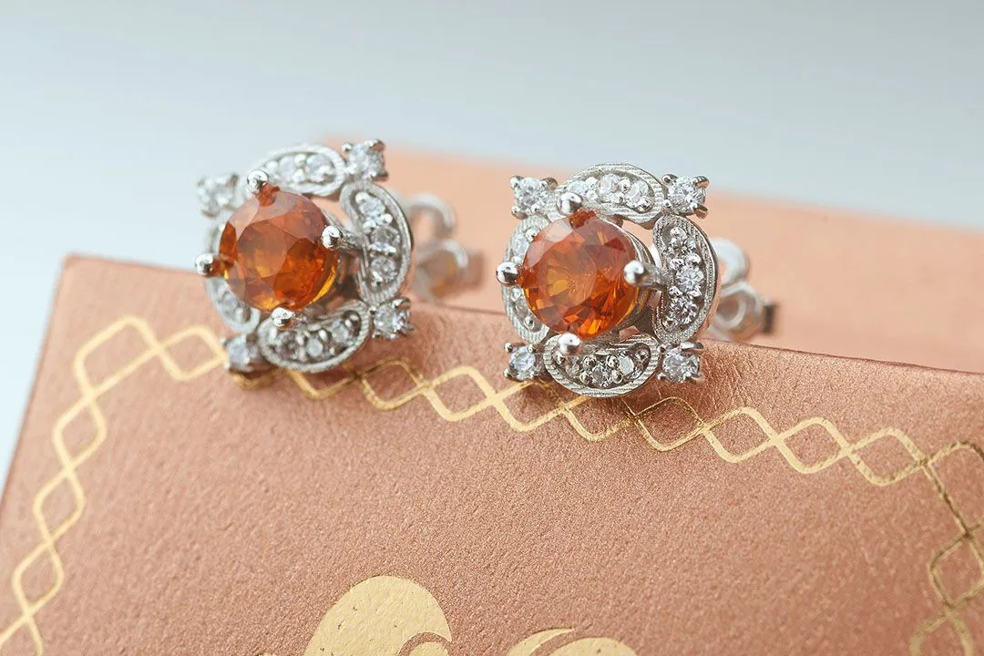 5mm Citrine Vintage Earrings in Sterling Silver