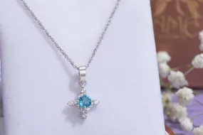5mm Natural Blue Topaz Pendant Necklace in Sterling Silver