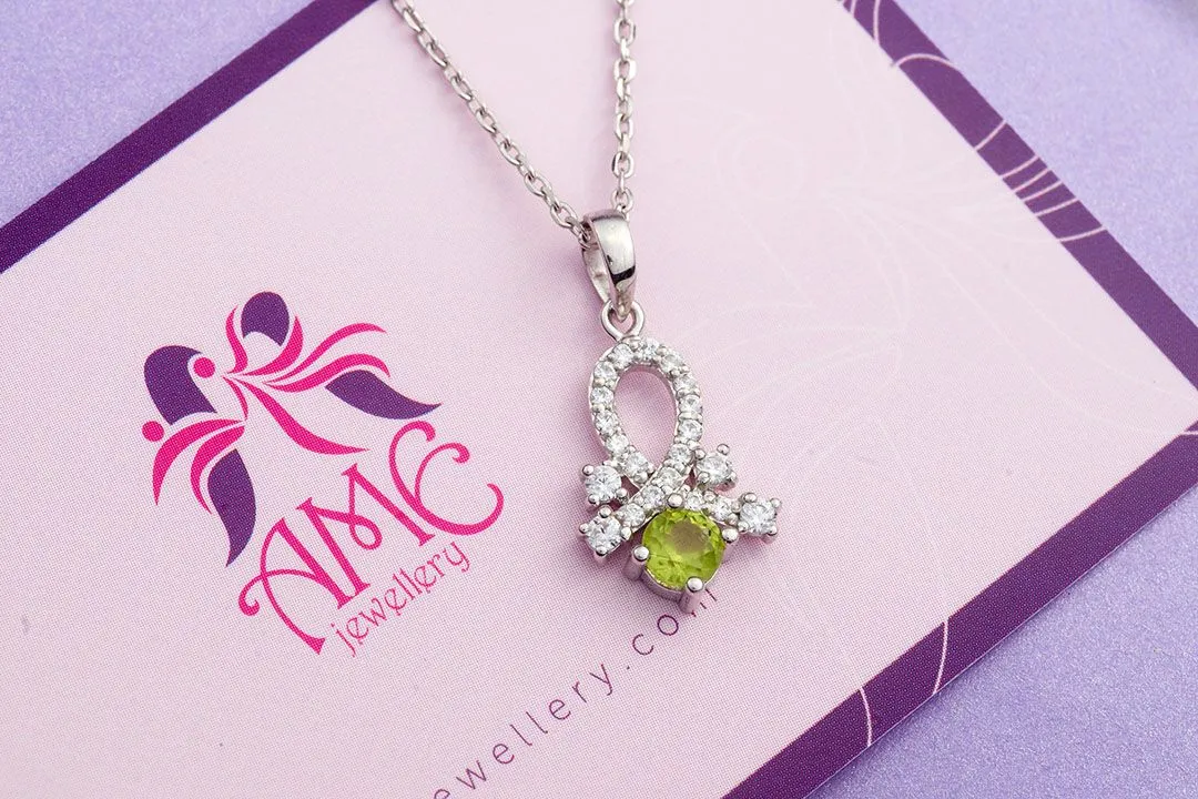 5mm Peridot Pendant Necklace in Sterling Silver