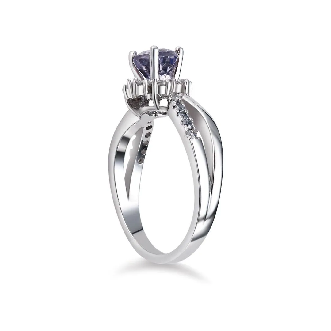 6mm Amethyst Split-shank Ring in Sterling Silver