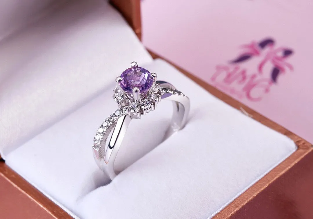 6mm Amethyst Split-shank Ring in Sterling Silver