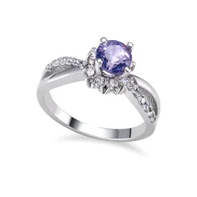 6mm Amethyst Split-shank Ring in Sterling Silver