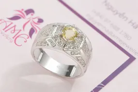 6mm Citrine Hexagon Men's Ring in Sterling Silver