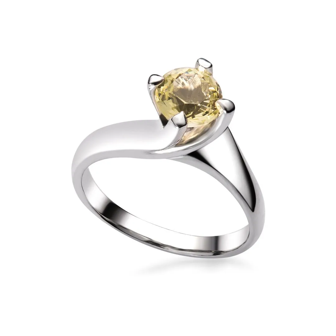 6mm Citrine Solitaire Twist Ring in Sterling Silver