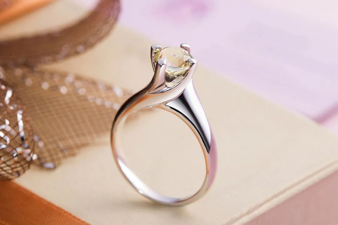 6mm Citrine Solitaire Twist Ring in Sterling Silver