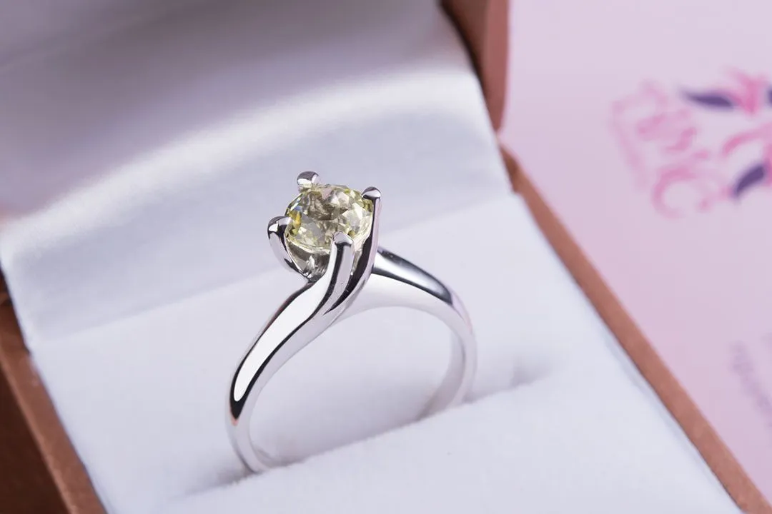 6mm Citrine Solitaire Twist Ring in Sterling Silver
