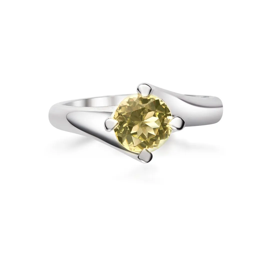 6mm Citrine Solitaire Twist Ring in Sterling Silver