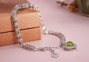 6mm Heart-cut Peridot Bracelet in Sterling Silver