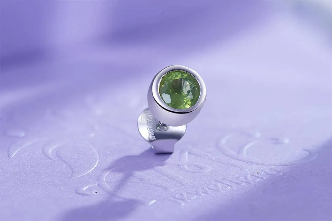 6mm Natural Peridot Bezel Earring in Sterling Silver