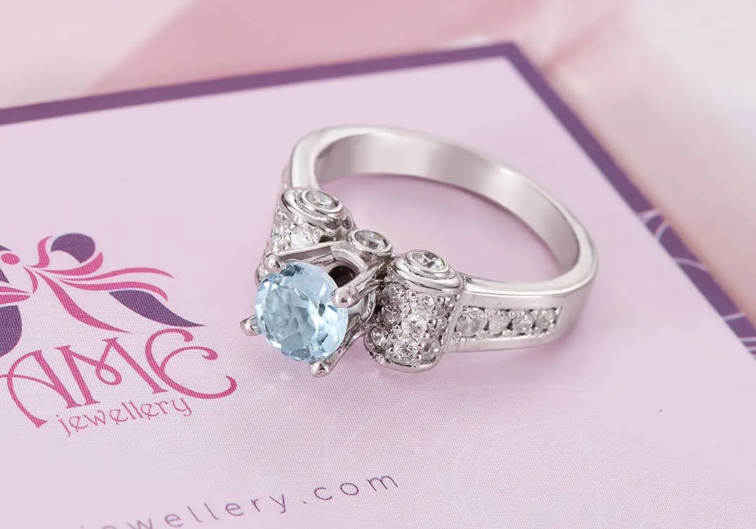 6mm Swiss Blue Topaz Ring in Sterling Silver
