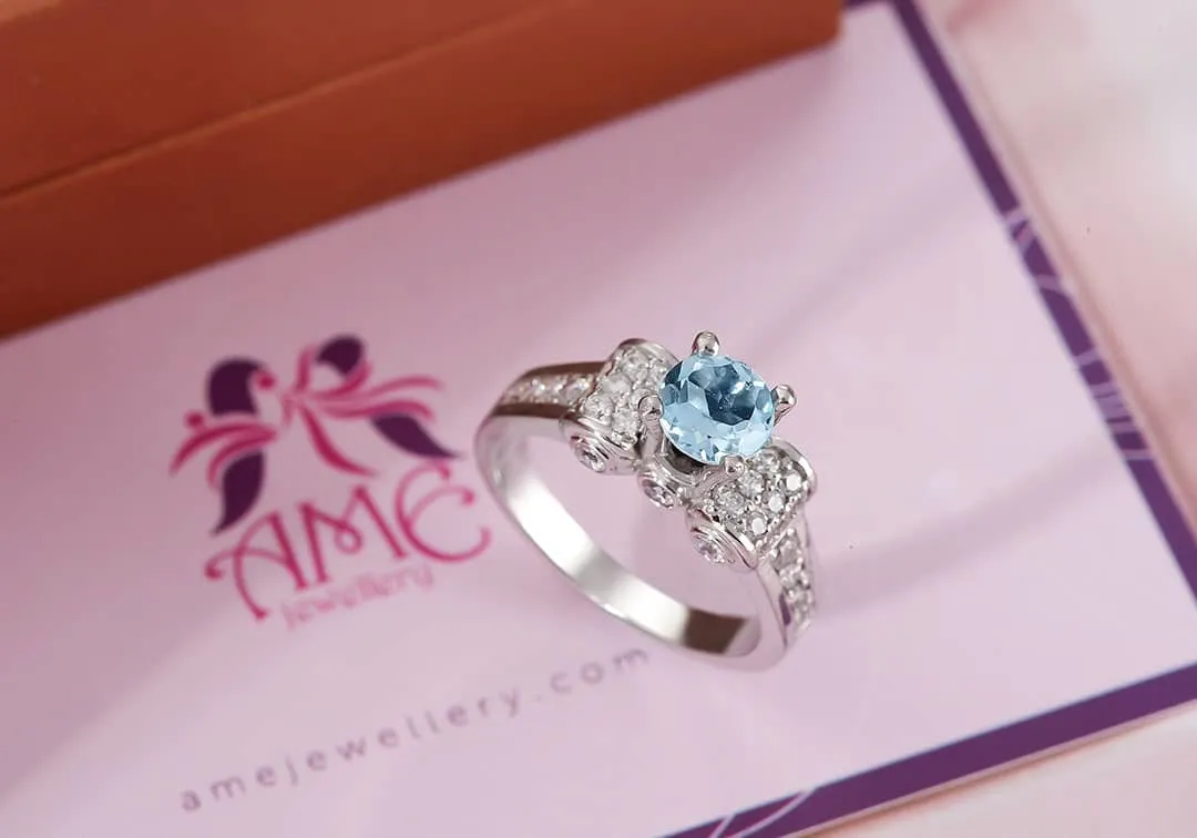 6mm Swiss Blue Topaz Ring in Sterling Silver