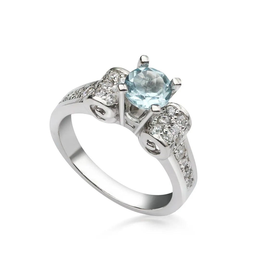 6mm Swiss Blue Topaz Ring in Sterling Silver