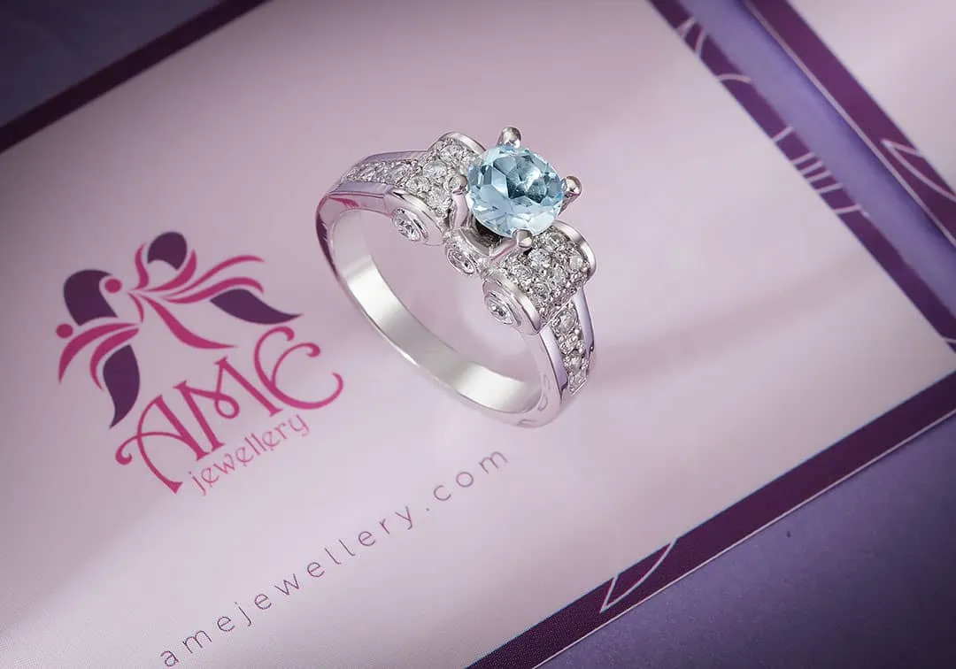 6mm Swiss Blue Topaz Ring in Sterling Silver