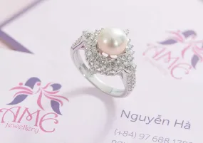 7.5mm Lavender Freshwater Pearl Flower Ring in Sterling Silver