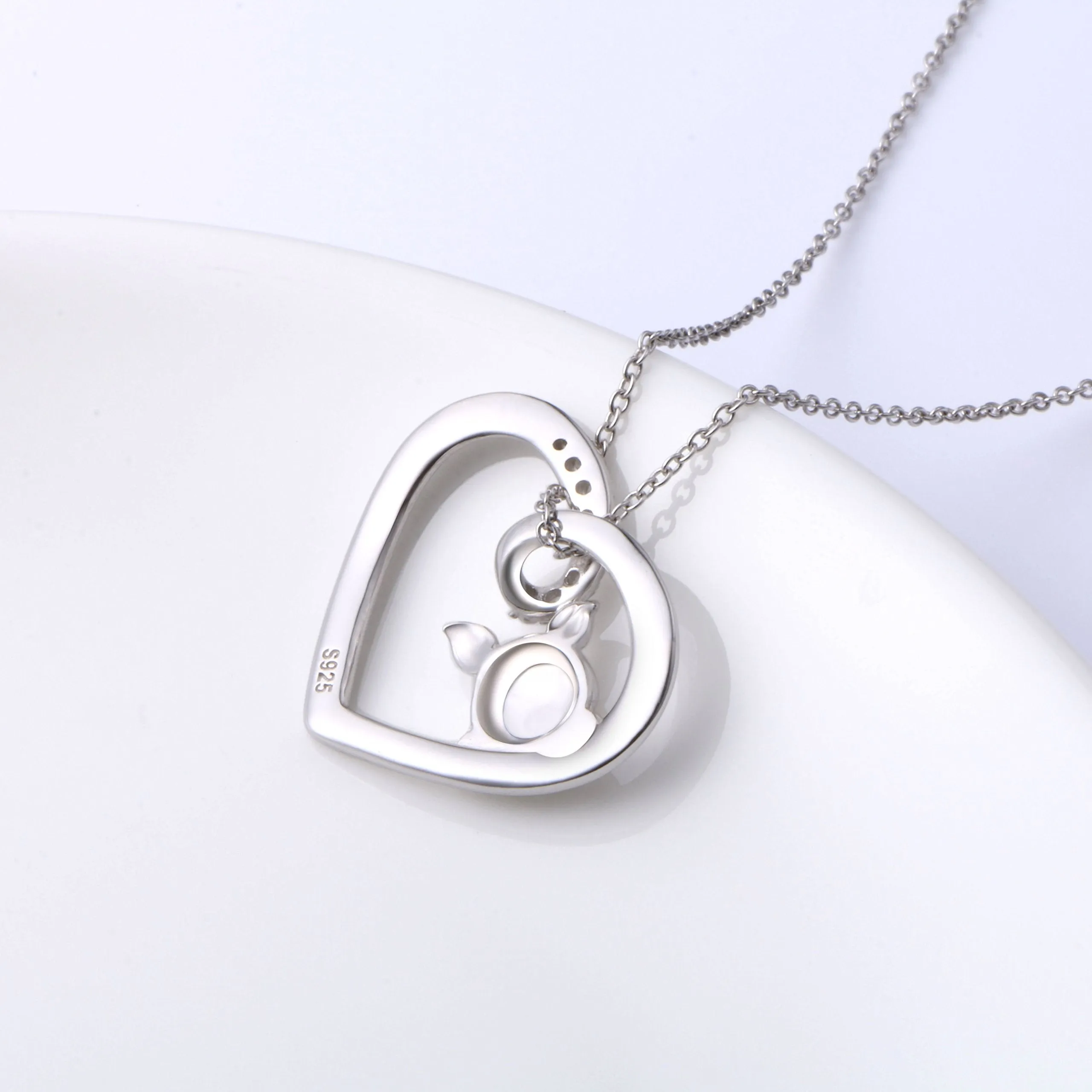 925 Sterling Silver Cute Pig Pendant Necklace Earrings Ring Bracelet for Women Girls Jewelry Birthday Christmas Gift 1_Keep me in your heart Pig Necklace