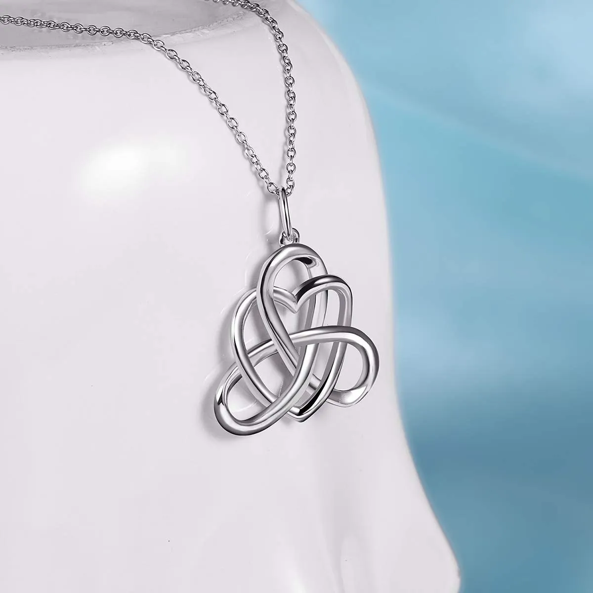 925 Sterling Silver Good Luck Vintage Irish Celtic Triquetra Knot Heart Pendant Necklace and Earrings Jewelry Set Jewelry-set