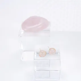 A Tea Leaf Jewelry - Rose Quartz Stone Earrings | Sterling Silver