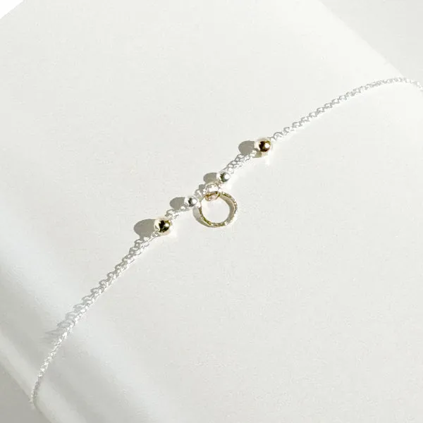 Adjustable 14 Karat Gold and Sterling Silver Dainty Charm Bracelet II