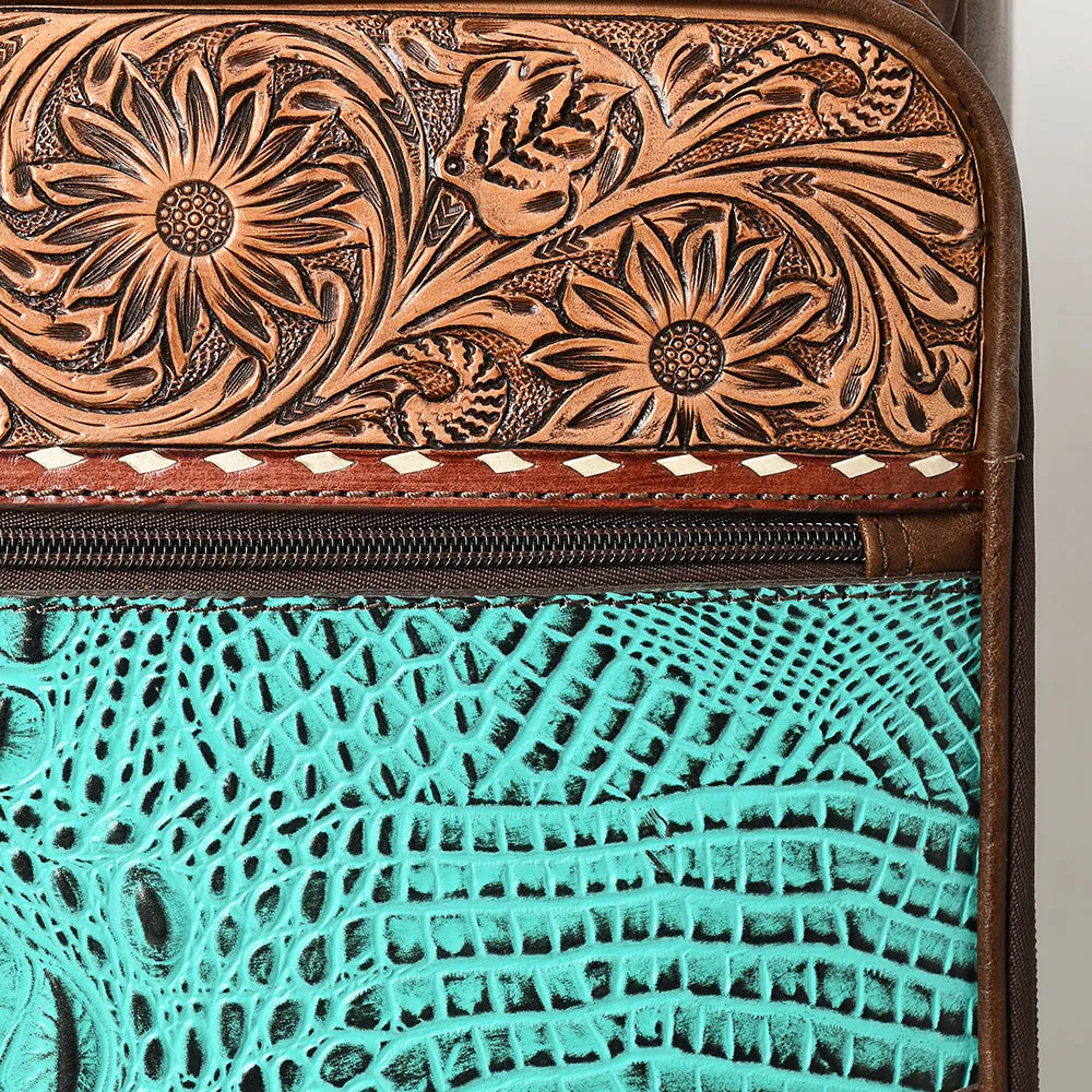 American Darling Travel Case Hand Tooled Crocodile embossed Genuine Leather women bag western handbag purse