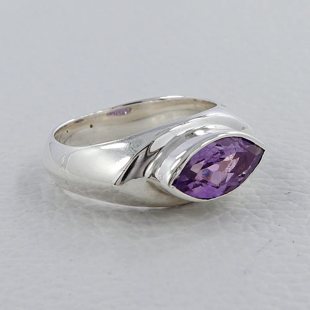 Amethyst Marquise cut Silver Ring