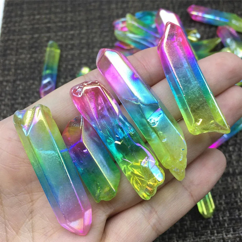 Aura Quartz Points, Rainbow Crystal Point, Titanium Crystal Point, Aura Quartz Wand, Crystals for Jewelry, Wirewrap Crystal, Crystal Pendant