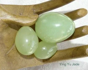 Auspicious "Good Luck, Happiness, Health" Jade Eggs Set of 3