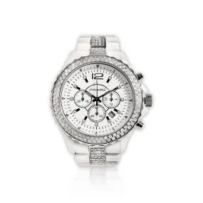 Avianne & Co White Ceramic Diamond Watch 3.83 ctw