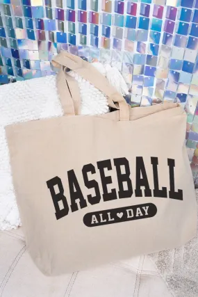 Baseball All Day Canvas Jumbo Tote