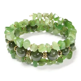 BC Jade Mania Bracelet / 6 to 8 Inch wrist size / with gold pewter beads