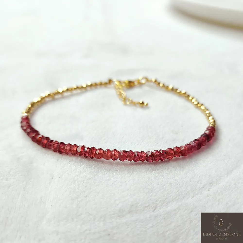 Beautiful Garnet Beads Bracelet, 925 Sterling Silver Jewelry, January Birthstone Bracelet, Yoga Bracelet, Christmas Gift, Bridal Jewelry
