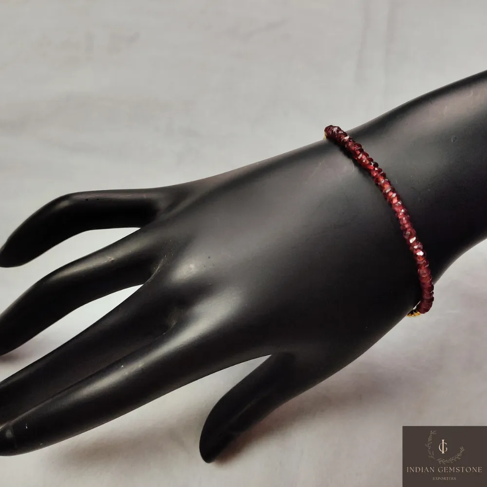 Beautiful Garnet Beads Bracelet, 925 Sterling Silver Jewelry, January Birthstone Bracelet, Yoga Bracelet, Christmas Gift, Bridal Jewelry