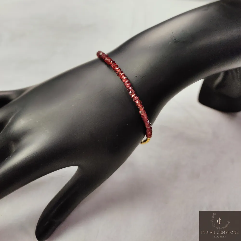 Beautiful Garnet Beads Bracelet, 925 Sterling Silver Jewelry, January Birthstone Bracelet, Yoga Bracelet, Christmas Gift, Bridal Jewelry