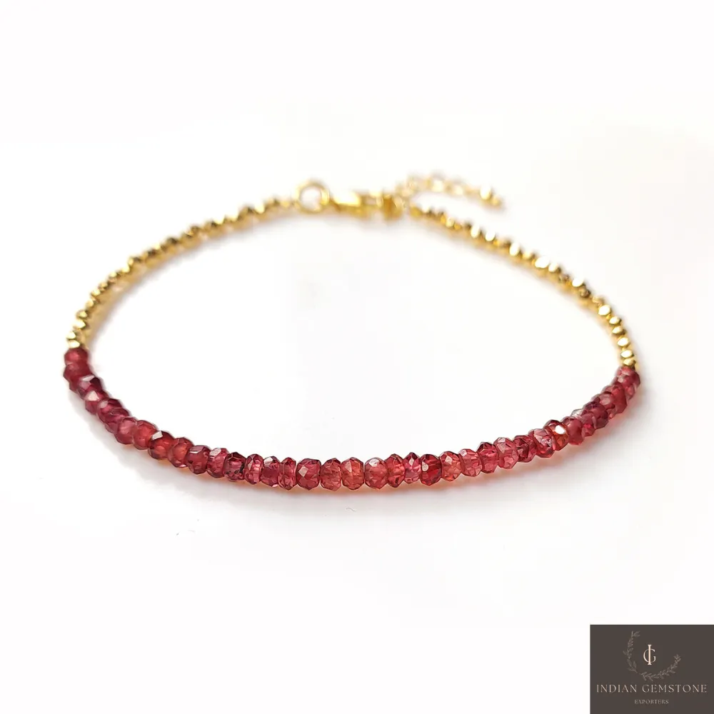 Beautiful Garnet Beads Bracelet, 925 Sterling Silver Jewelry, January Birthstone Bracelet, Yoga Bracelet, Christmas Gift, Bridal Jewelry