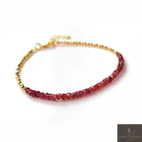 Beautiful Garnet Beads Bracelet, 925 Sterling Silver Jewelry, January Birthstone Bracelet, Yoga Bracelet, Christmas Gift, Bridal Jewelry