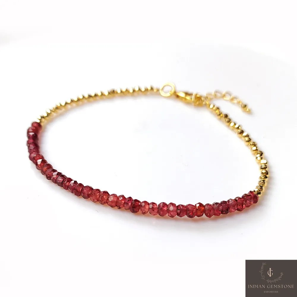 Beautiful Garnet Beads Bracelet, 925 Sterling Silver Jewelry, January Birthstone Bracelet, Yoga Bracelet, Christmas Gift, Bridal Jewelry