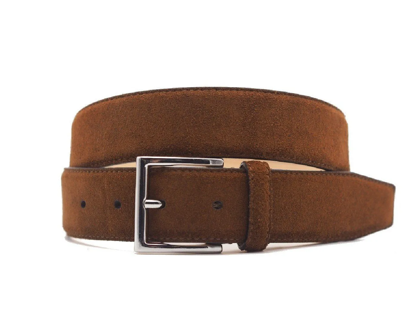 Belt Tobacco Suede Nickel Buckle