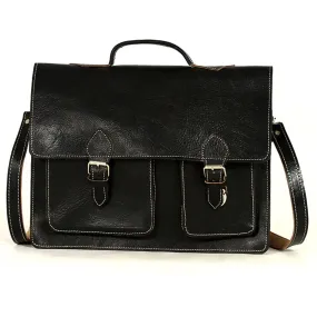 Biyadina Premium Vintage Messenger Leather Bag Handmade Satchel Black - Timeless Elegance for Professionals