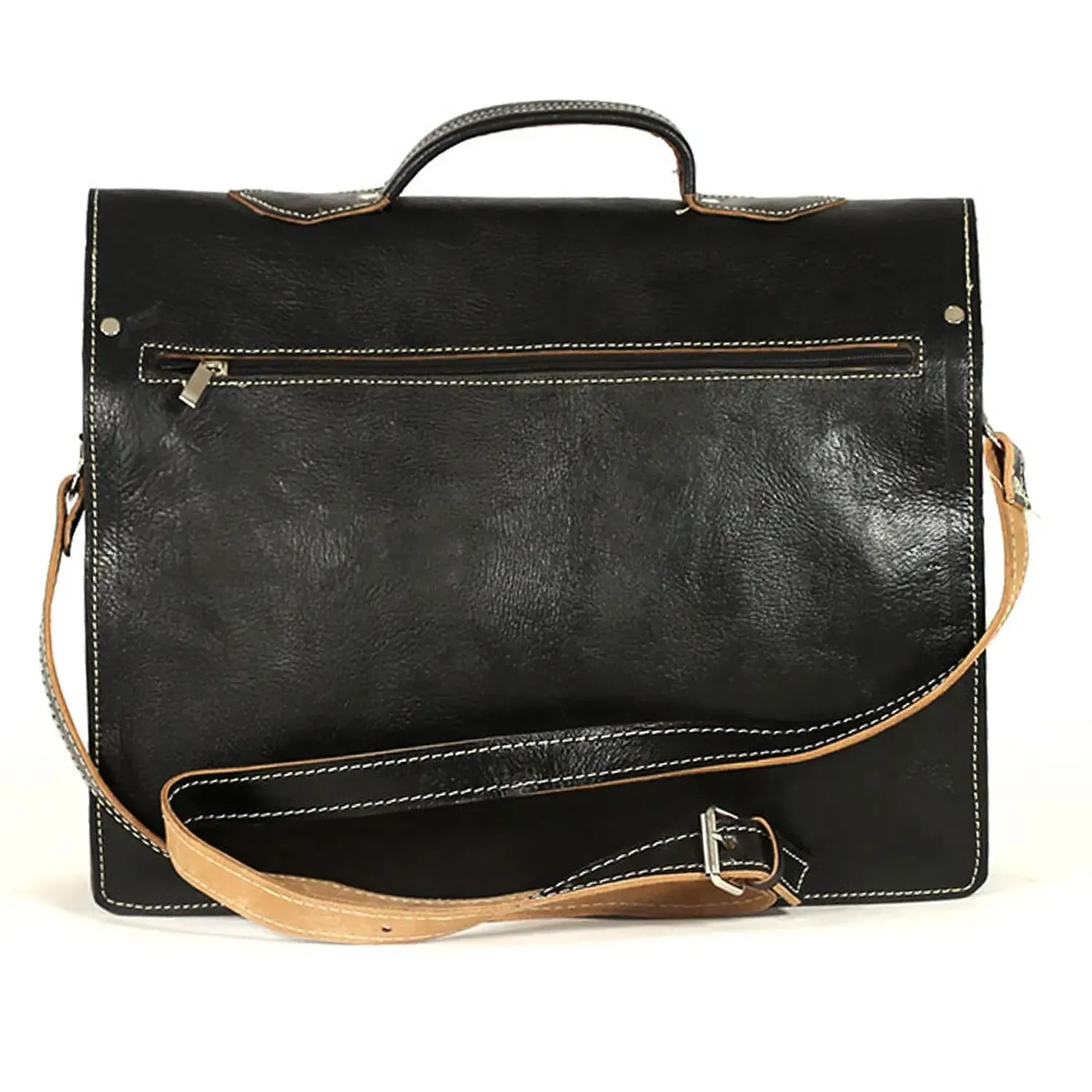Biyadina Premium Vintage Messenger Leather Bag Handmade Satchel Black - Timeless Elegance for Professionals
