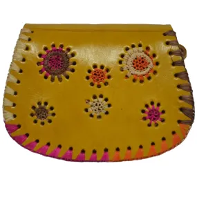 Biyadina Store Handbag Purse - Gold - Stylish & Functional Travel Accessory - Premium Calfskin Leather & Kilim - Multiple Compartments