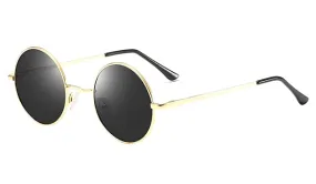 Black Gold Polarized Round Sunglasses for Men - Stylish  Classy Eyewear
