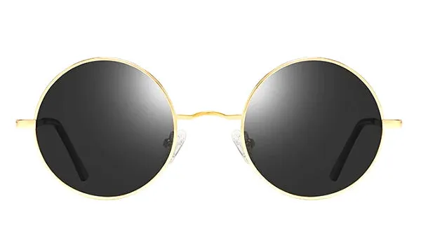 Black Gold Polarized Round Sunglasses for Men - Stylish  Classy Eyewear